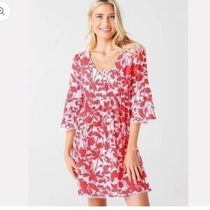 Heidi Klein Sardinia Embroidered Side Tie Tassel Kaftan swim cover up